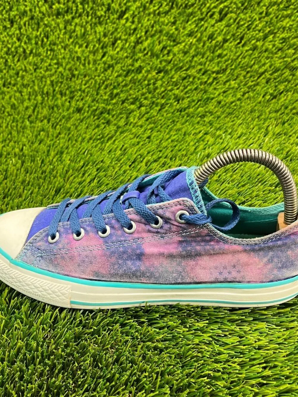 Converse Tie Dye‎ Blue Star Double Tongue Girl Size 6Y Casual Shoes Sneakers